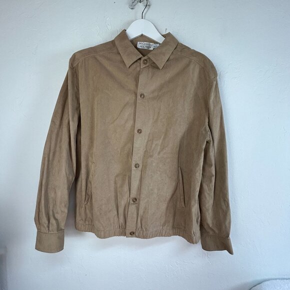 St. Croix Knits For Dick Bruhn Mens Tan Button-Up Shirt Jacket Large Pockets